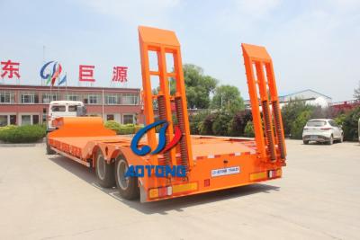 China Customized Steel Heavy Loading Low Flat Bed Truck Trailers For Crane Transportation for sale