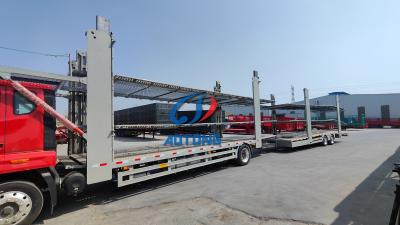 China Double Deck Steel Chassis Vehicle Transport Trailers zu verkaufen