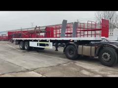 Mechanical/Air Suspension 3 Axle Flatbed Semi Trailer for Shipping Container Transport