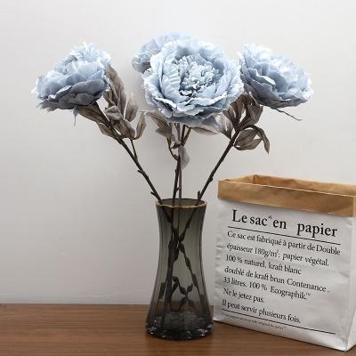 China Natural Touch Selling Blue Realistic Natural Natural Peony Peony Living Room Family Wedding Touch Appearance Touch Flowers for sale