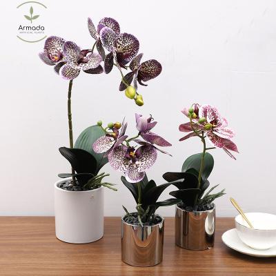 China Natural touch sell indoor and outdoor verisimilar decorative multicolor artificial orchids plants direct potted artificial flowers for sale