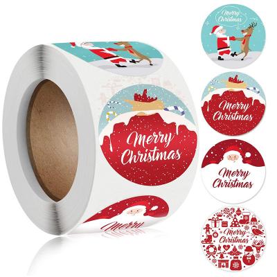 China Christmas round paper handwriting sticker waterproof custom printing cute cartoon muffin gift sticker label for sale