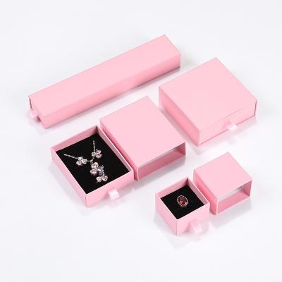 China Jewelry Packaging Logo Jewelry Box Packaging Pink Custom Printed Personalized Logo Packaging Drawer Jewelry Box for sale