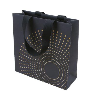 China Hot Selling Materials Brand Business Package Paper Bag Recycled Black Printing Paper Portable Handle for sale