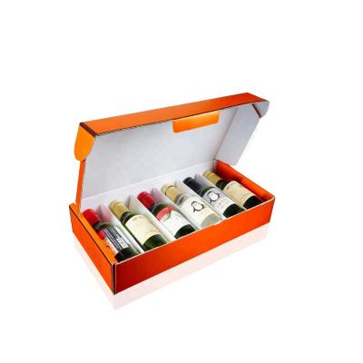 China 6 Bottle Biodegradable Glass Bottle Wine Packaging Packaging Box Corrugated Folding Cardboard Wine Box for sale