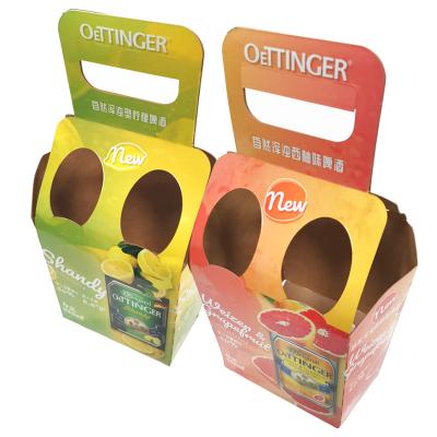 China Recyclable Custom Beer And Beverage Folding Kraft Paper Packaging And Printing Cardboard With Handle for sale