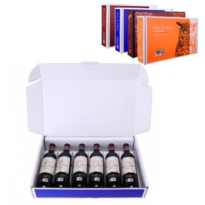 China Recycled Materials Design Eco Friendly Paper Shipping Six Pack Beer Box Packaging 6 Bottle Wine Boxes With Insert for sale