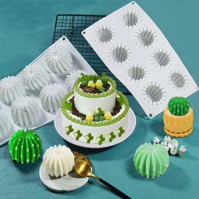 China New Viable White Chocolate Jelly Pudding Mold Cactus Candle Mold Mousse Cake and 8 Cavity Cactus Balls Silicone DIY Mold for sale