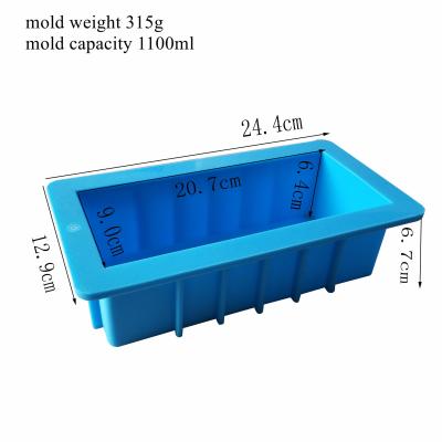 China Large Rectangle 1100ML Handmade Silicone Soap Mold Viable Rectangular Toast Mold Silicone Soap Mold for sale