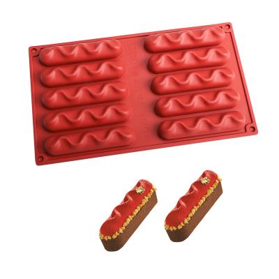 China Sustainable 10 Cavities Silicone Hot Dog Molds Sausage Mold for sale