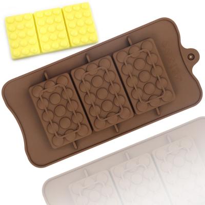 China 3 Cavity Silicone Chocolate Block Mold Viable Square Cat/Dog/Number Chocolate Molds for sale