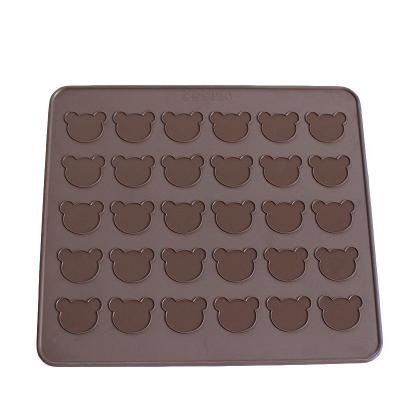 China 30 Hole Silicone Macaron Mat Bear Baking Viable Non-Stick Mat for sale