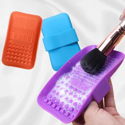 China Makeup Brush Rectangle Silicone Makeup Brush Cleaning Pad Place Pad Beauty Rubbing Tools for sale