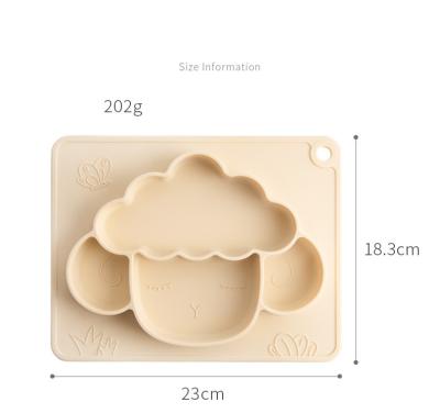 China Sustainable 4 Cavity Cardboard Silicone Dish BPA Free Kids Dinner Bowl With Suction Cup for sale