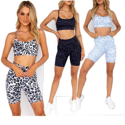 China Hot Selling Breathable Women Sports Sets Sexy Two Piece Set Biker Sleeveless Top+Skinny Tank Shorts Gym Tracksuit for sale