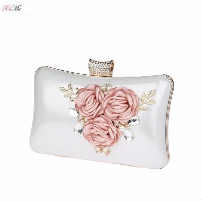 China Luxury Clutch Bags Hot Selling Bridal Purse PU Clutch Purse Ladies Floral Wedding Party Chain Metal Leather Evening Clutch Bags Bridal Purses Bag for sale