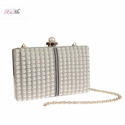 China Custom Women Clutch Backing Clutch Bag Wedding Party Pearl Beaded Purse Rhinestone Handbags Evening Clutches Wholesale for sale