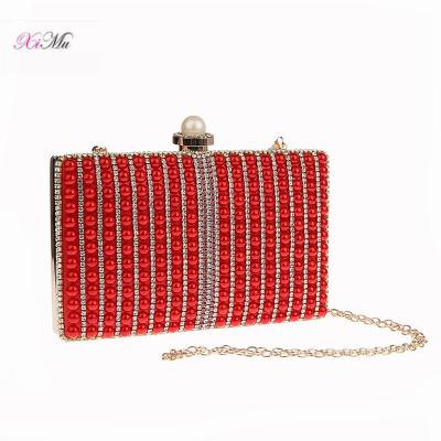 China Hot Selling Pearl Clutch Beaded Evening Clutch Bag Wholesale Women Clutch Bag Wedding Party Cross Body Diamond Handbags for sale