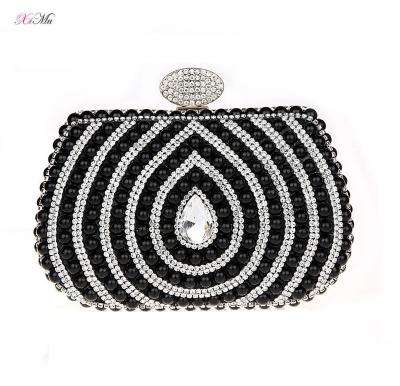 China Luxurious Crystal Rhinestone Pearl Evening Clutch Women Purse Party Handbag for sale