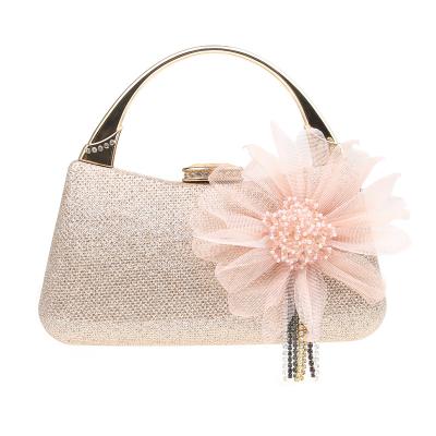 China Fashion Eco-Friendly Women Flower Evening Clutch Bag Wedding Party Clutch Handbag Metal Handle Bridal Purse for sale