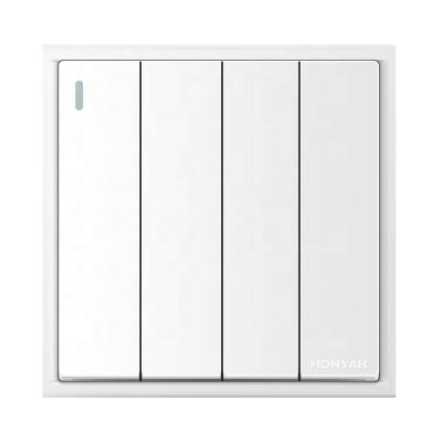 China Honyar X7 White Gold Gray Electric Power Gang Switch PC Panel 86 Type 10A Four Way Wall Rocker Panel Switches for sale