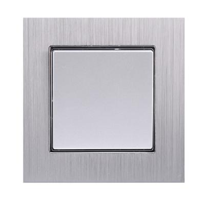 China Easy Installation EU Standard 10A Brushed Aluminum Electrical Wall Switches And Socket With 1/2/3/4/5 Frame for sale