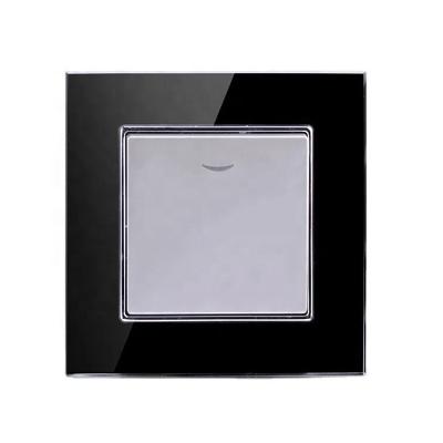 China Luxury Screwless Crystal Glass Panel Wall Switch Flat Profile Customization Light Control On/Off With Indicator Light for sale