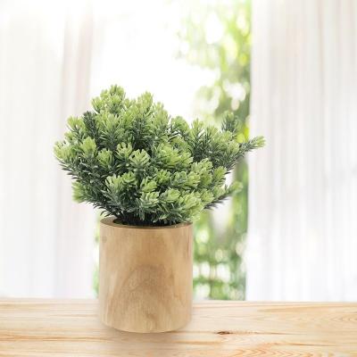 China Indoor Decoration Simulation Plant Wooden Flowerpot Green Plants And Outdoor Decoration Plastic Potted Tasson Small Potted Plants for sale