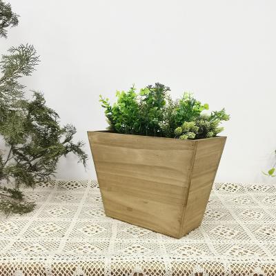 China Modern desktop family wooden pot wood washed Paulownia family desktop wooden pot plastic flower pot for sale