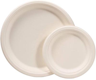 China Disposable Eco-friendly Biodegradable Disposable Tray Eco Friendly Microwavable Dish for Restaurant Biodegradable Sugarcane Pulp Round Food Plates 5 6 7 8 9 10inch for sale