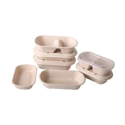 China Bio-degradable Compostable sugarcane bagasse disposable fast food take out lunch box 650ml for sale