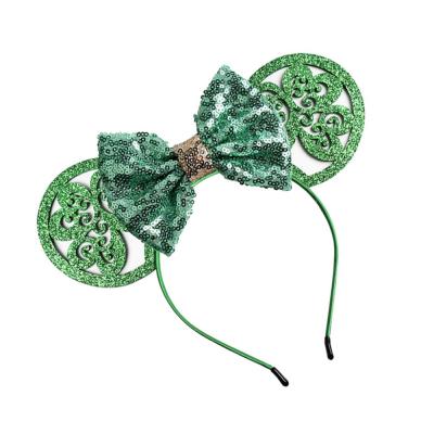 China Modern St. Patrick's Day green shamrock sparkles with sequined bow tie styling and hair accessories for sale