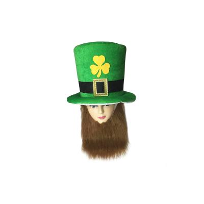 China Modern Saint Patrick Costume Top Hat with Mustache Headband Ireland Clover Party Hats Irish St Patrick's Day Accessories for sale