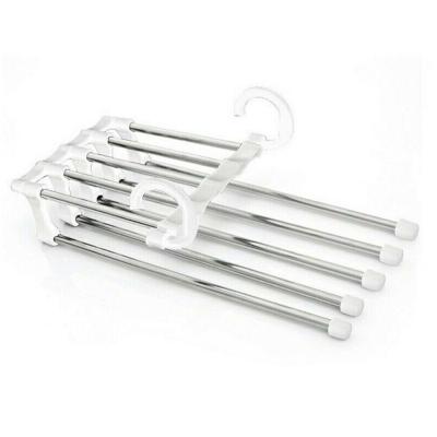 China Newest Fashion Eco-friendly 5 in 1 Panty Rack Shelves Stainless Steel Hangers Wardrobe Multifunctional Hot Selling Magic Hanger for sale