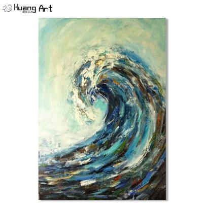 China Handmade Modern Abstract Sea Wave Oil Painting On Canvas For Living Room Decoration Seascape Painting for sale