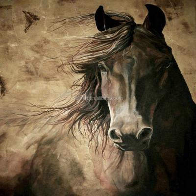 China Hand Painted Brown Horse Pictures Realistic Original Living Room Decor Abstract Design On Canvas for sale