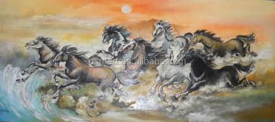 China Chinese Style Realistic Low Price And High Quality Eight Horses Wall Art Painting On Canvas For Wall Decoration for sale