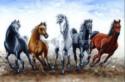 China Impressionist Famous Painters 5 Current Handmade and Hunting Wild Horses Oil Painting on Canvas for sale