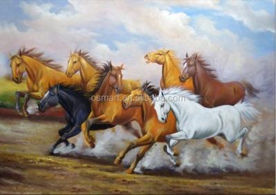 China Realistic Factory Pridce Grandmaster Eight Horses 100% Hand Painted Oil Painting Assured High Quality for sale