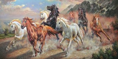 China Assured Wholesale High Quality Realistic And Low Price Shenzhen Dafen Handmade Oil Painting Of Eight Horses On Canvas for sale