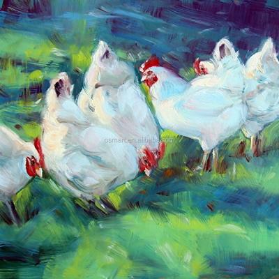 China Best Service and Price Gifted Artist Realistic Handmade White Chicken Oil Painting for sale