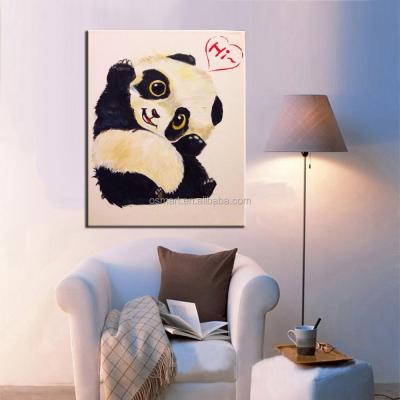 China Lovely Baby Animal Panda Says Hi Baby Room Abstract Wall Decor Oil Painting On Canvas for sale