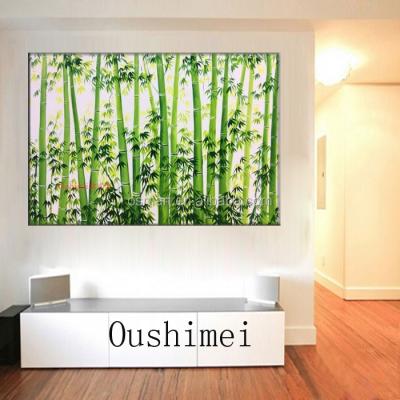 China Modern Warm Hand Painted Bamboo Landscape Wall Art Pictures Oil Painting Canvas Paintings for sale