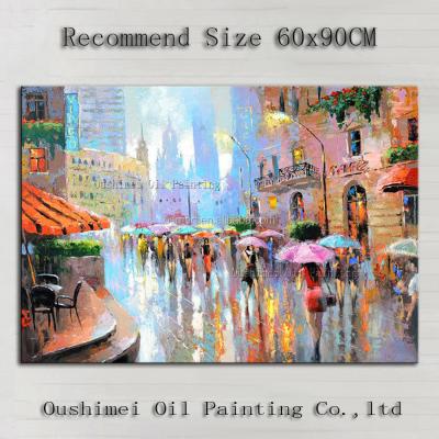 China Abstract Walk in London Street Oil Painting on Canvas Handmade Print Knife Modern Streetscape Oil Painting for Wall Decor for sale