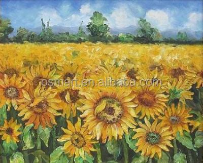 China Unique Impressionist Lovely Landscape Flowers Oil Painting On Canvas Handmade Sunflower Oil Painting For Kitchen And Room for sale