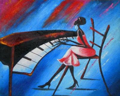 China Abstract 2015 New Arrive Lady Playing Piano Oil Handmade Abstract African Painting for sale