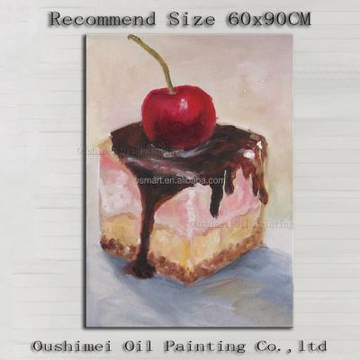 China High Qualifications Modern Artist Hand Painted High Quality Modern Cake Oil Painting On Canvas Delicious Cake Oil Painting For Kitchen for sale