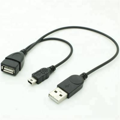 China COMPUTER 5 Pin Mini USB OTG Cable Mini B USB Male To USB A Female Cable With External Power Supply for sale