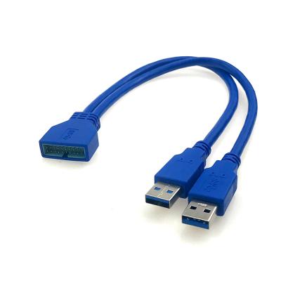 China COMPUTER 30cm USB 3.0 Motherboard Cable Motherboard 20pin to 2usb3.0 Male Extension Cable for sale