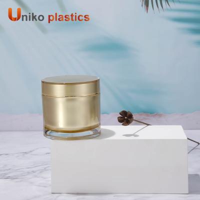 China PMMA Cosmetic Bottle 200g Straight Round Cream Bottle With Plastic Disc for sale